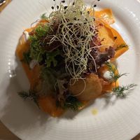 Karottenlachs Salat - lecker!  at Landgasthof Hessenmühle in Grossenlueder