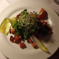 Gegrillter Hokkaido mit Salat als Vorspeise at Landgasthof Hessenmühle in Grossenlueder