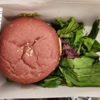 Vegan burger and side salad at IST - Tickerdaze in Istanbul