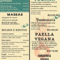 Cardápio vegano  at La Strega in Foz Do Iguacu