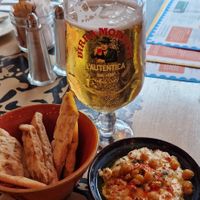 Best hummus I've ever had! Hummus with chilli oil and crispy chickpeas at Lounges - Clavio Lounge in Petersfield