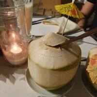 Fresh coconut water at Oasis Restaurant at Thai Garden Resort in Pattaya