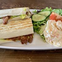 BBQ jackfruit and avocado panini  at Explorer Cafe in Aviemore