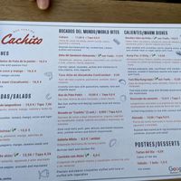 Menu  at Cachito in Conil De La Frontera