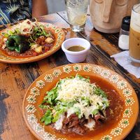 Stuffed Chilli with Tofu & Flautas Enchiladas at Selva Coffee Garden in Merida