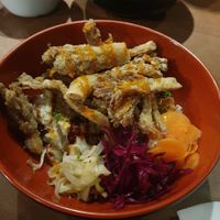 Oyster mushroom rice bowl at Little Dumpling King in Stoke-on-trent