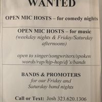 Open Mic Ad at Tribal Cafe in Los Angeles