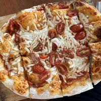 Pinsa Marinara with vegan cheesee  at Pizzeria La Pinsa in Holbox