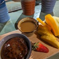 Chocolate date cake and caramel sauce at The Green Dragon Inn in Matamata