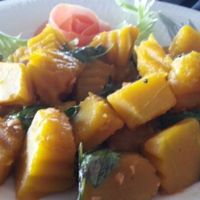 fried pumpkin at Vikasa Yoga Retreat and Restaurant in Koh Samui