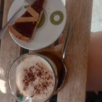 Vegan bicerin and fruit tart at NORA in Turin