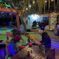 View of the outdoor eating space at El Crux - Maybe closed in Hidalgo