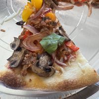 We created our own pie with vegan sausage.   at Sky High Pie in Joshua Tree