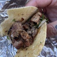 Vegan patty cut up and put into the taco  at Pit Stop Hawaii in Honolulu
