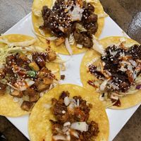 4 different vegan taco options  at V's Cellar in Juneau