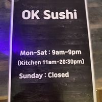 Menu  at OK Sushi in Edge Hill