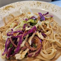Udon with peanut sauce   at The Serpent Bar and Restaurant in Cairns