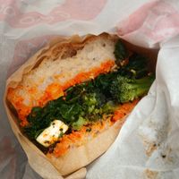 Vegan feta & tenderstem focaccia at Small Goods in Bristol