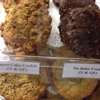 Vegan carrot cake cookies and no bake cookiess at New Moon VT in Burlington