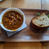 Half sandwich and soup at New Moon VT in Burlington