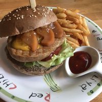 Caramel apple burger (vegan)  at PP 99 Cafe in Taipei
