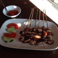 Ayam Sate - 'chicken' saté (seitan) it was smokey grilled! delicious! at I Love Vegetarian Food - De Ra Sa in Tuban