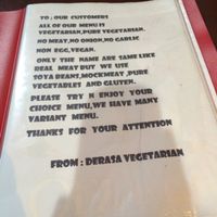 menu  at I Love Vegetarian Food - De Ra Sa in Tuban