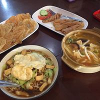 2 soups and fried snacks  at I Love Vegetarian Food - De Ra Sa in Tuban
