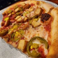 Vegan chicken, dairy free cheese, jalapeños and great dough at John's Pizza in York