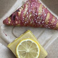Lemon bar and wild berry hand pie  at Flora Jeans in Little Rock