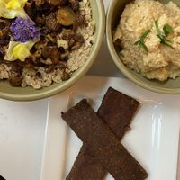 Bananas foster oatmeal, grits, bacon  at Flora Jeans in Little Rock