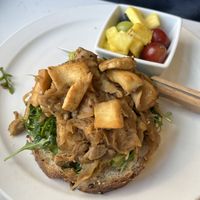 Mushroom toast with avocado added!  at Flora Jeans in Little Rock