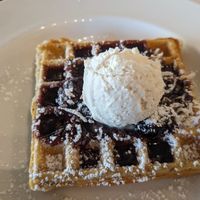 Wildberry waffles (vegan) at Flora Jeans in Little Rock