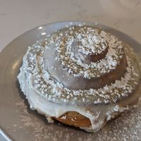 Orange blossom cinnamon roll (vegan) at Flora Jeans in Little Rock