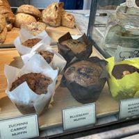 Muffins that they told me are vegan; note that they are not labeled, however   at Hungry Ghost Coffee - Church St in New York City
