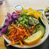 Rainbow hummus salad at Glofoods Eatery in Portage