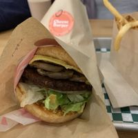 Juicy vegan patty and burger    at Burger Crush in Vancouver