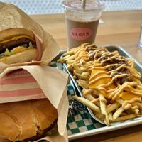 Cheeseburgers and Crush fries   at Burger Crush in Vancouver