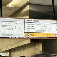 Menu  at Burger Crush in Vancouver