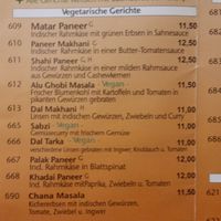 Menu as of September 2023 at Namaste in Rathenow