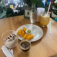 Empanadas, afrogatto (incl ice cream!) and juice.  at Casa Hoja in Pereira