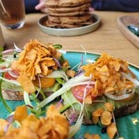 Pesto sandwich and pancakes at O'YO - Sint Baafs in Ghent