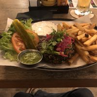 Vegan burger with fries  at Black Tap Mamsha Al Saadiyat in Abu Dhabi