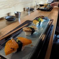 Chef's Veggie Sushi sampler. The most unique presentation and flavors from vegan sushi I've ever had! at Kusaki - Pop-up in Los Angeles