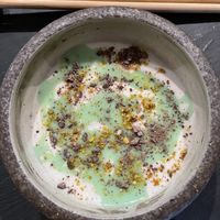 Coconut pudding with pistachio and dark chocolate. It was so light and decadent   at Kusaki - Pop-up in Los Angeles