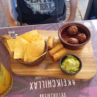 4 tapas with tiny beyond meat meatballs at Keik in Modena