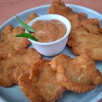 Batrered mushrooms at The White Rabbit  in Ella