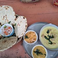 Coconut Roti with jackfruit curry at The White Rabbit  in Ella