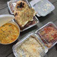 We ordered Veggie spring rolls, Aloo Tikki Chat, Garluc Naan, Basmati Rice, Bhindi Aloo, Veggie Samosas   at Sammy a Vegan Boy - Cloud Kitchen - Maybe closed in Patchogue