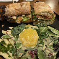 Vegan BLT, side pasta salad, Citrus Avocado Salad  at Village Roots Deli & Taproom in Fallbrook